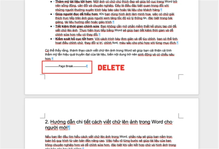 Xóa trang trống trong Word bằng Page Break hoặc Section Break