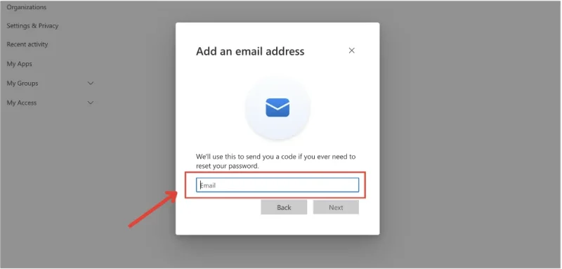 Cách xác minh tài khoản Microsoft bằng email dự phòng