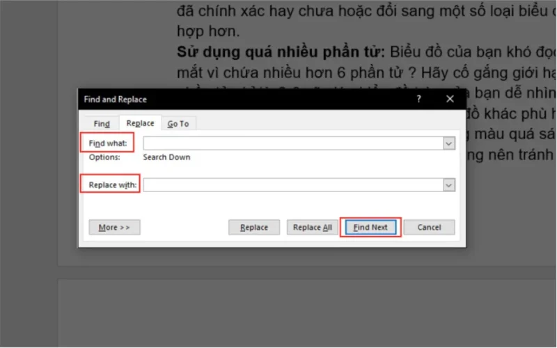 Nhan vao o replace hoac ctrl+h Cách mở và sử dụng Find Advanced trong Word