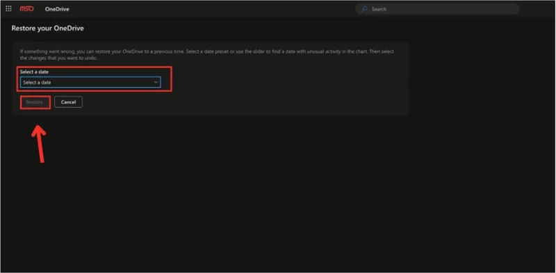 Khôi phục toàn bộ dữ liệu bằng Restore Your OneDrive