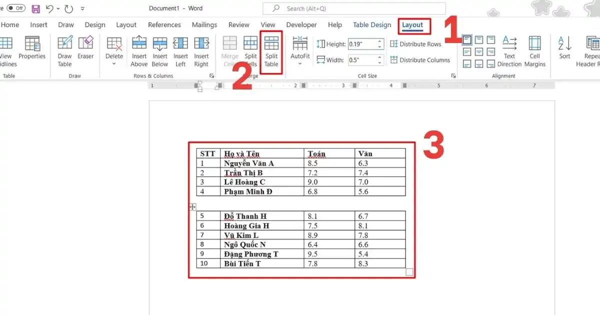Cách gộp bảng trong Word