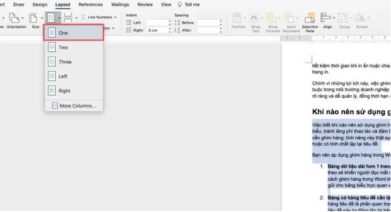 Hướng dẫn cách xóa chia cột trong Word
