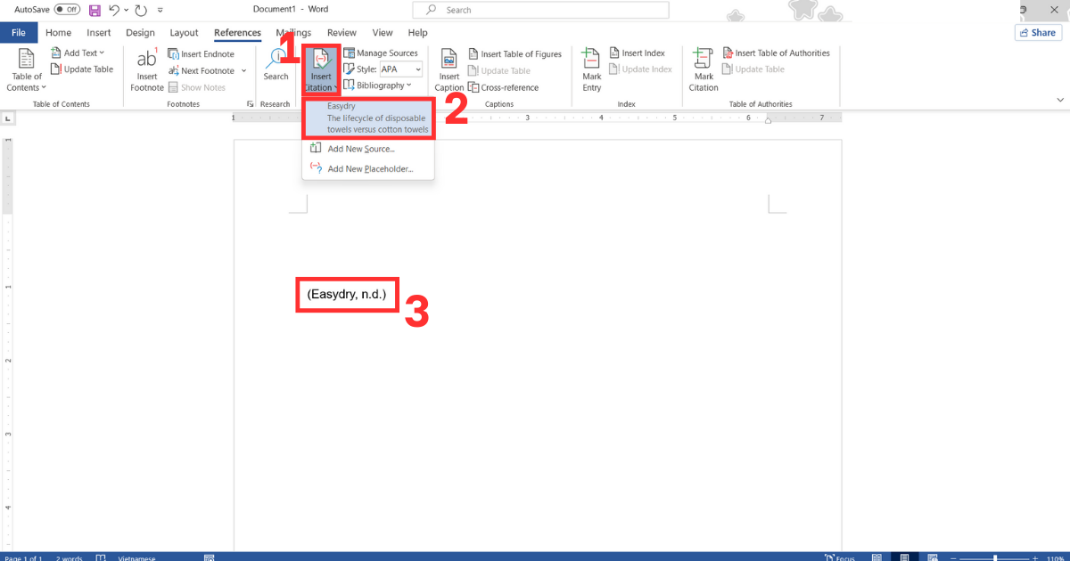 Tạo trích dẫn trong word Tạo trích dẫn trong word
