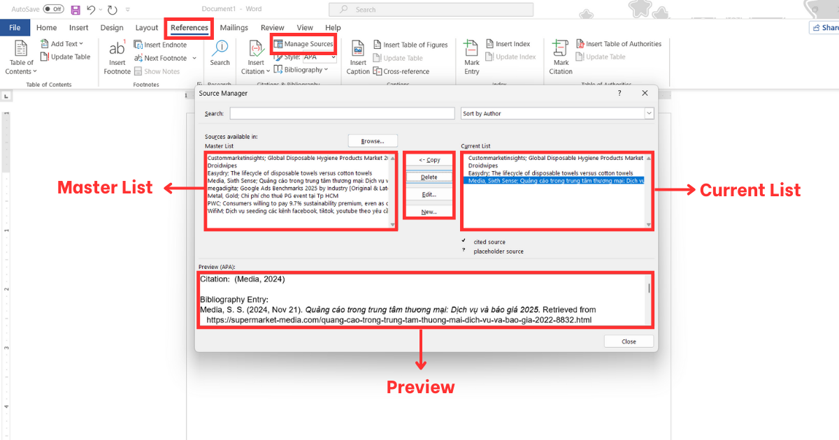 Tạo trích dẫn trong word Tạo trích dẫn trong word