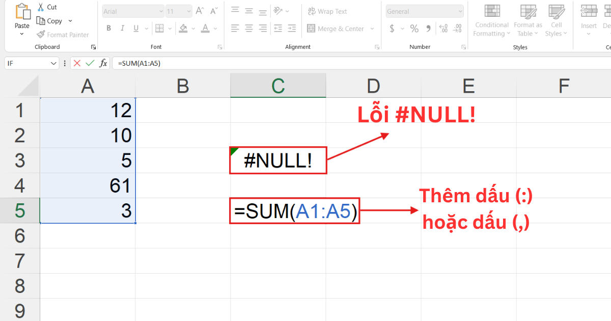 Các lỗi trong Excel