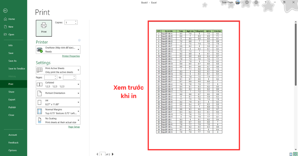 Cách in Excel