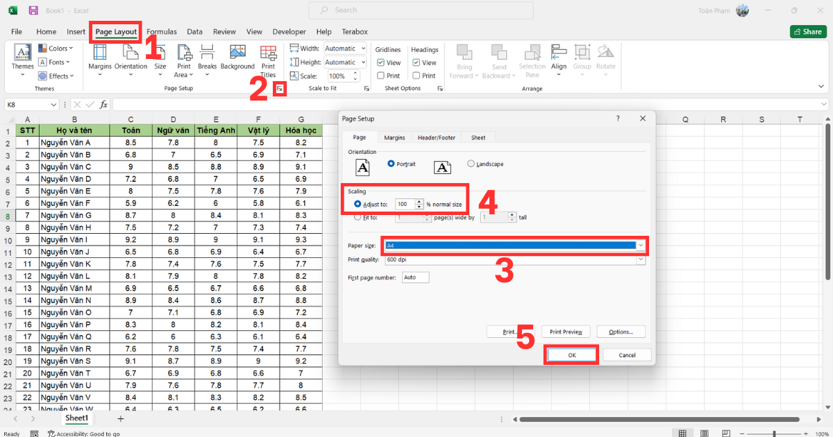 Cách in Excel