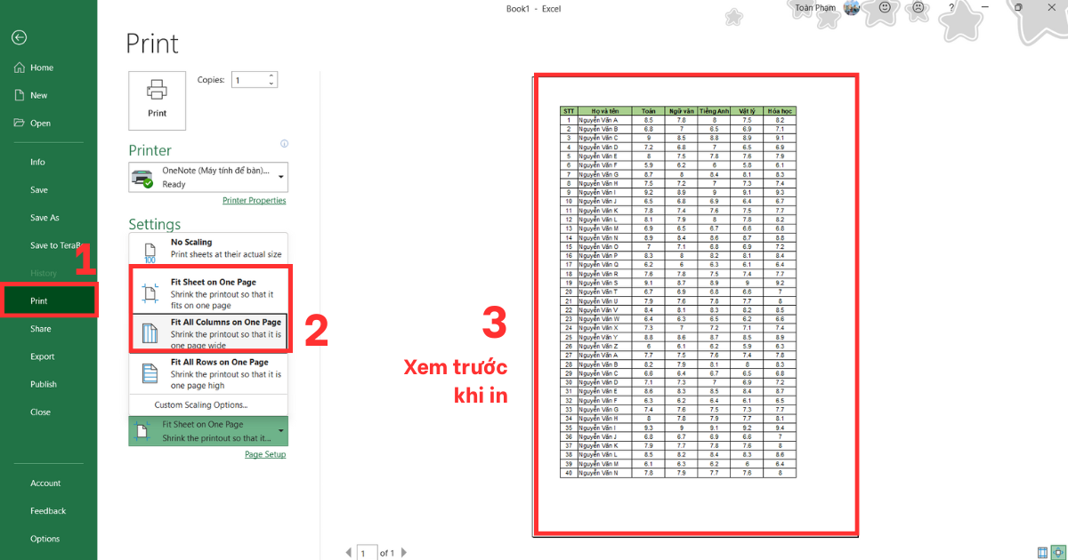 Cách in Excel