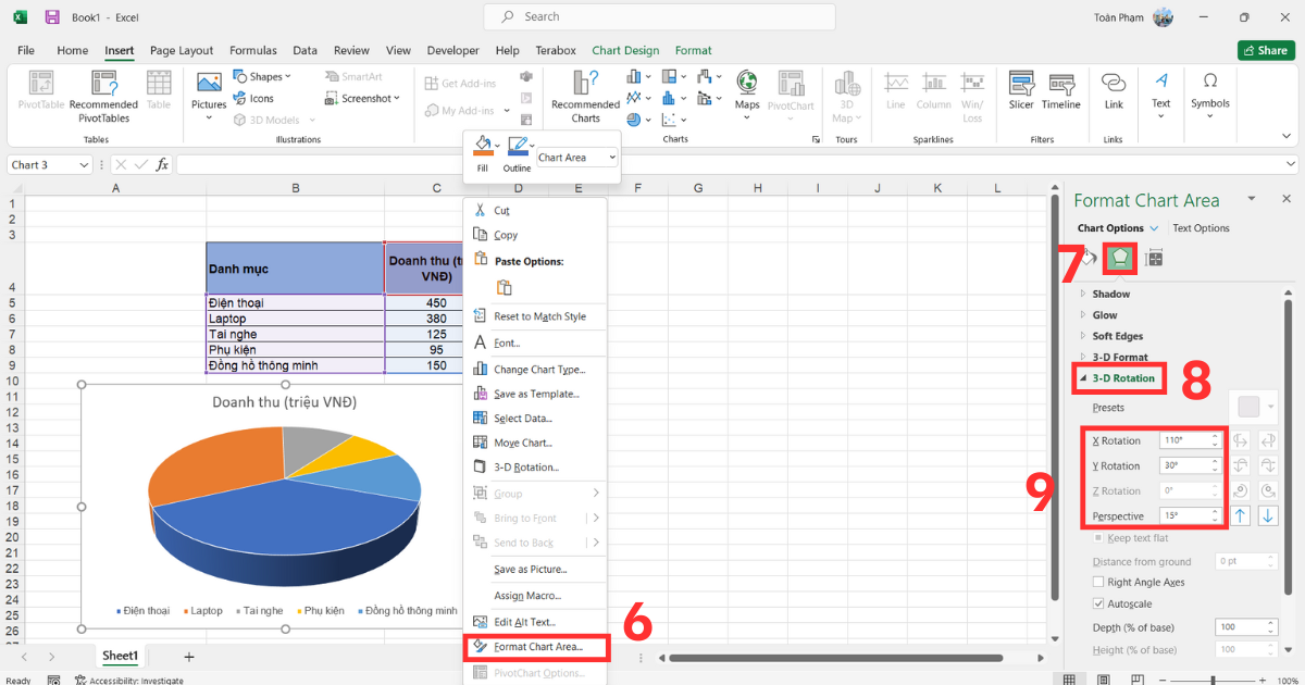 Cách vẽ biểu đồ tròn trong Excel