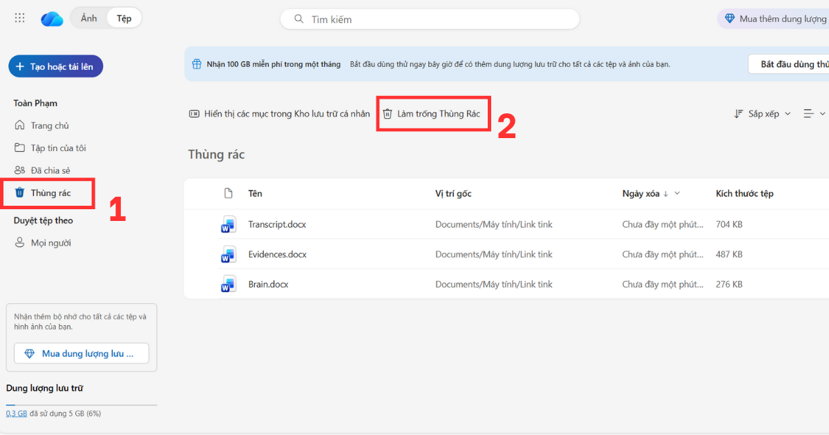 Cách xóa dữ liệu trên OneDrive Cách xóa dữ liệu trên OneDrive