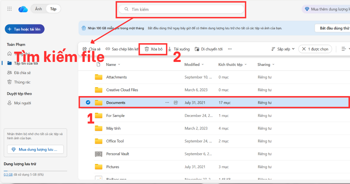 Cách xóa dữ liệu trên OneDrive Cách xóa dữ liệu trên OneDrive