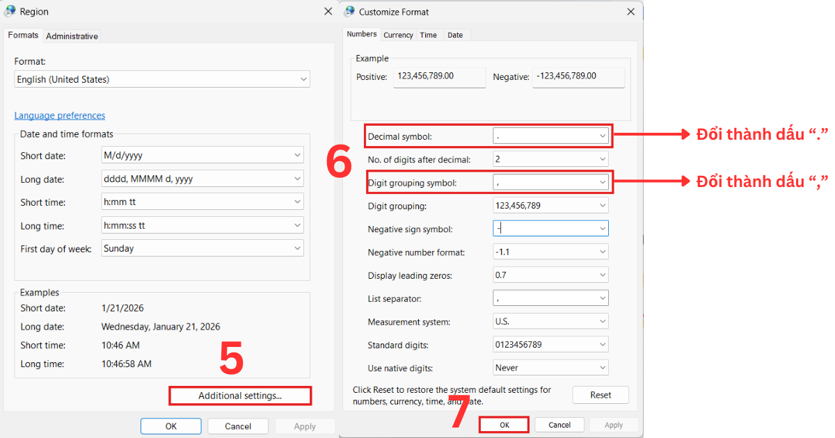 Chỉnh dấu chấm phẩy trong Excel