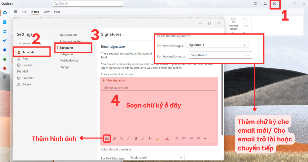 Chữ ký trong Outlook