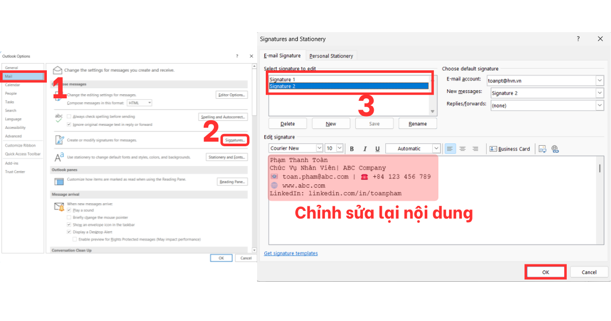 Chữ ký trong Outlook