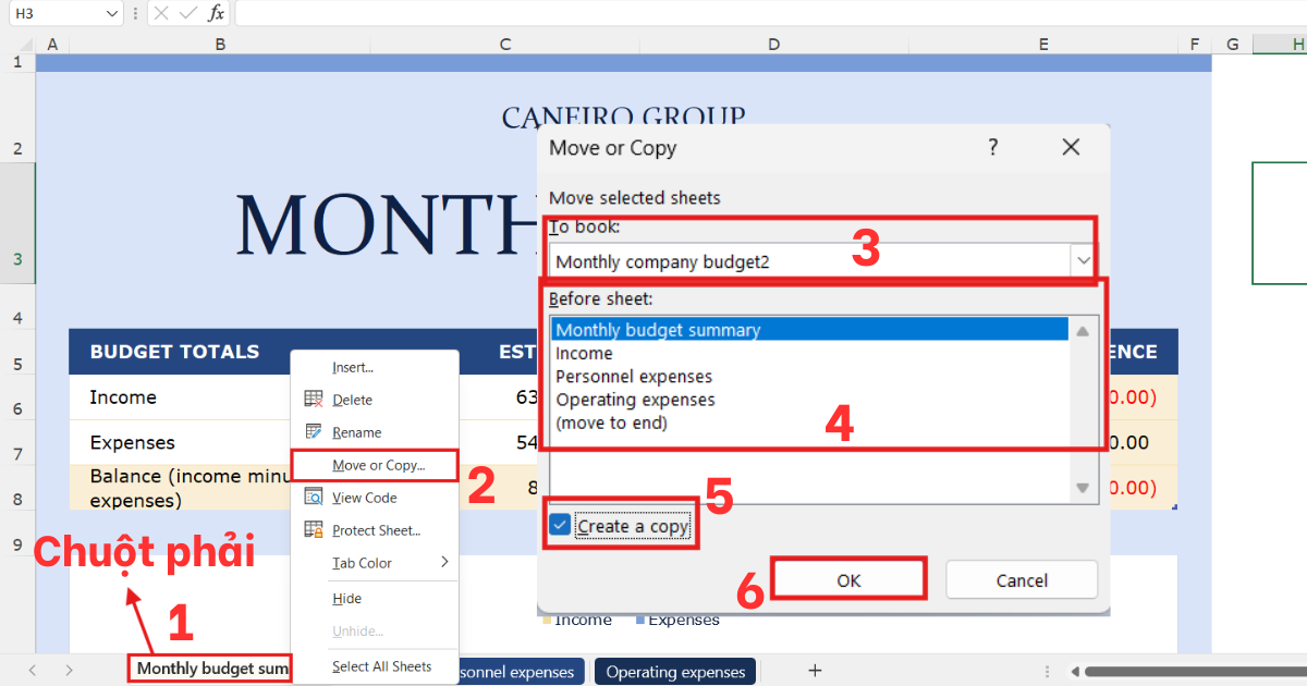 Copy Sheet trong Excel