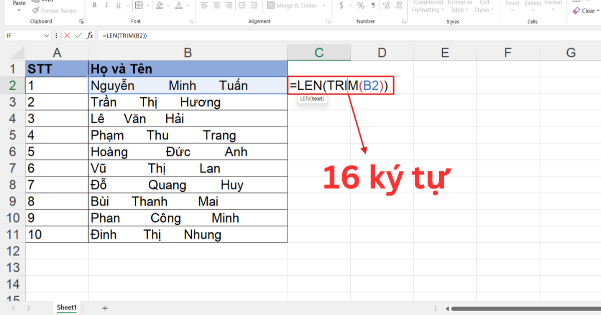 Hàm Len trong Excel là gì