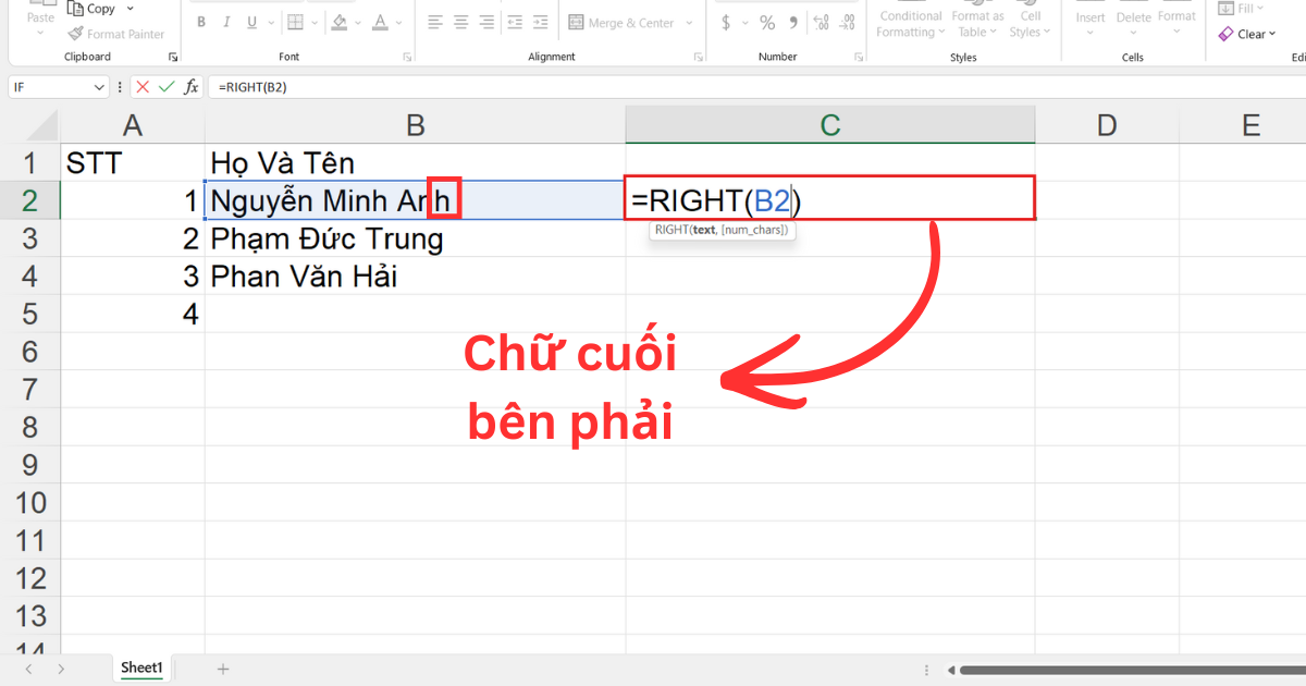 Hàm Right trong excel là gì Hàm Right trong excel là gì