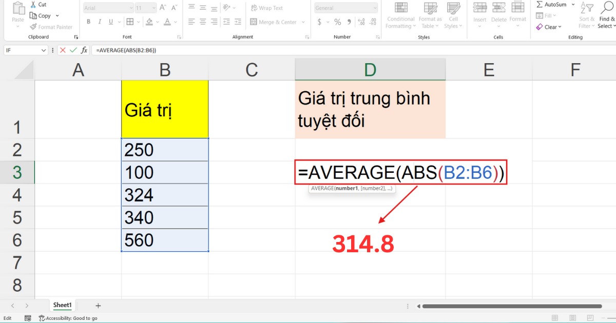 Hàm trị tuyệt đối trong Excel