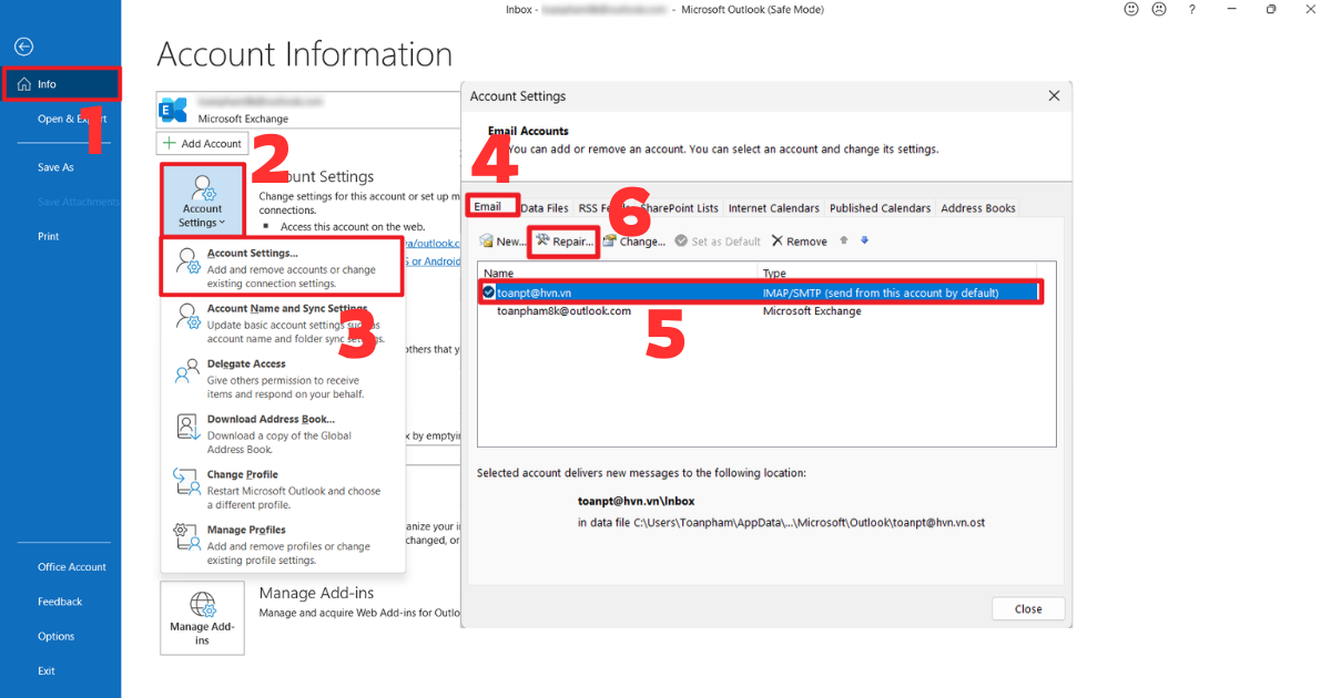 Mail Outlook không nhận được mail