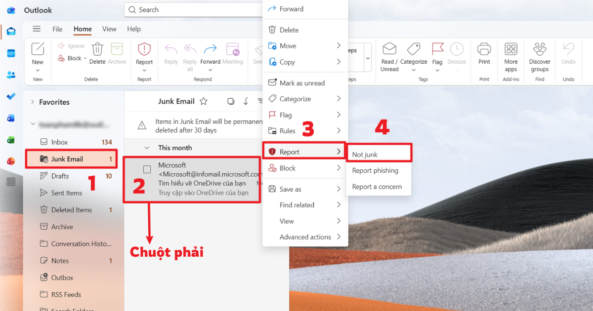 Mail Outlook không nhận được mail
