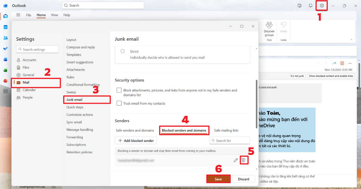 Mail Outlook không nhận được mail