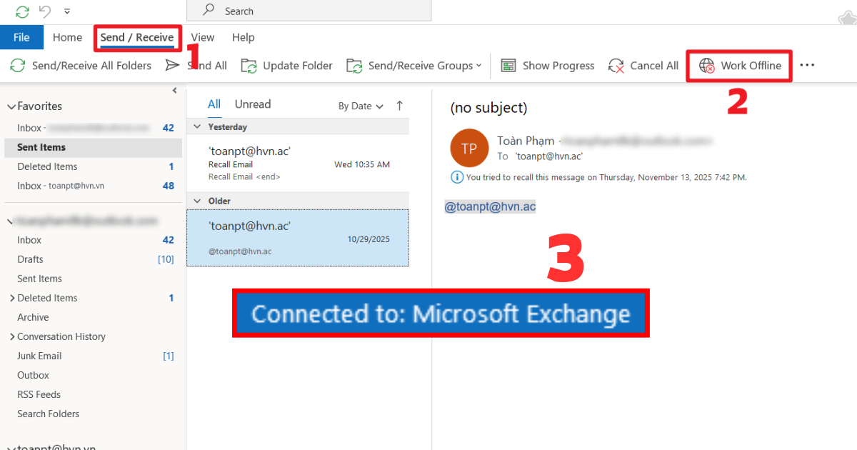 Mail Outlook không nhận được mail