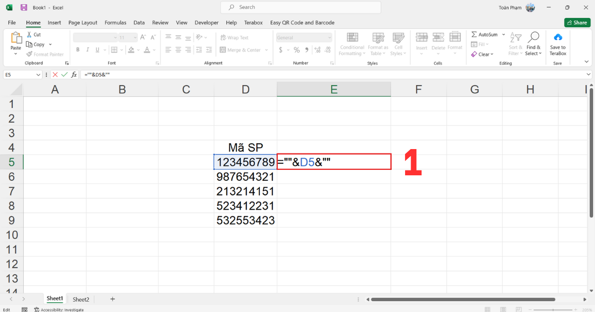 Tạo mã vạch trong Excel