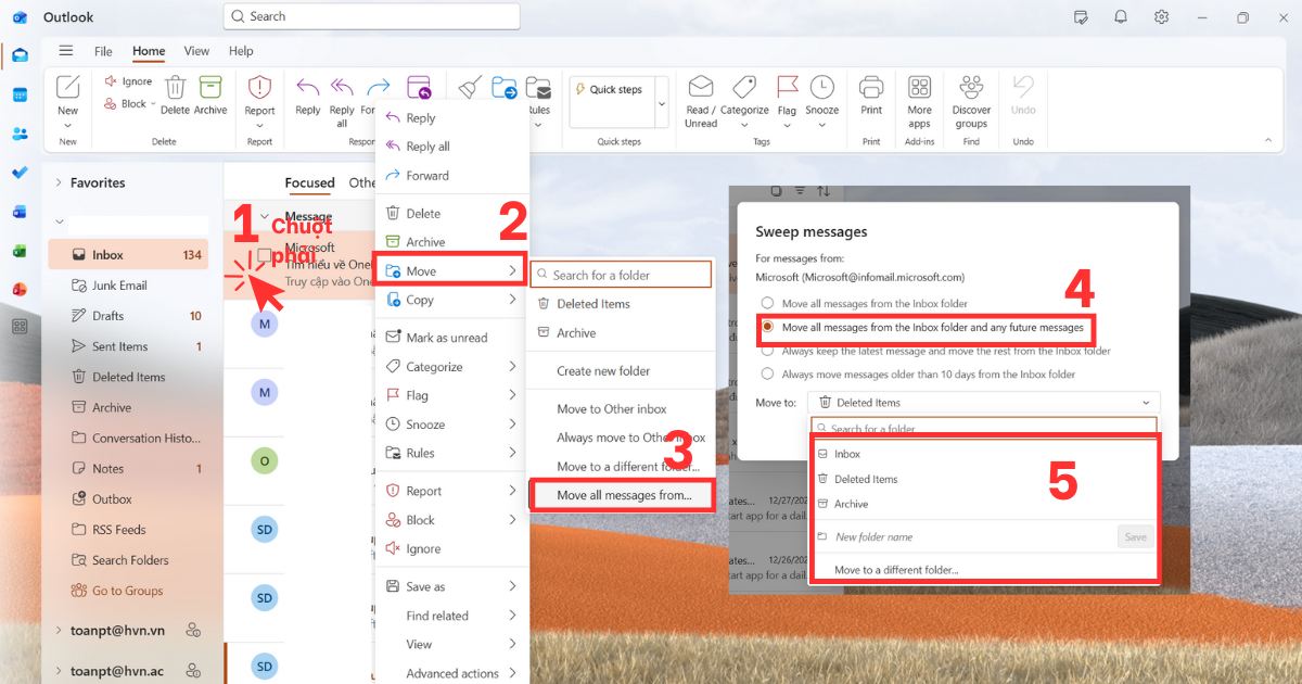 Tạo thư mục trong Outlook