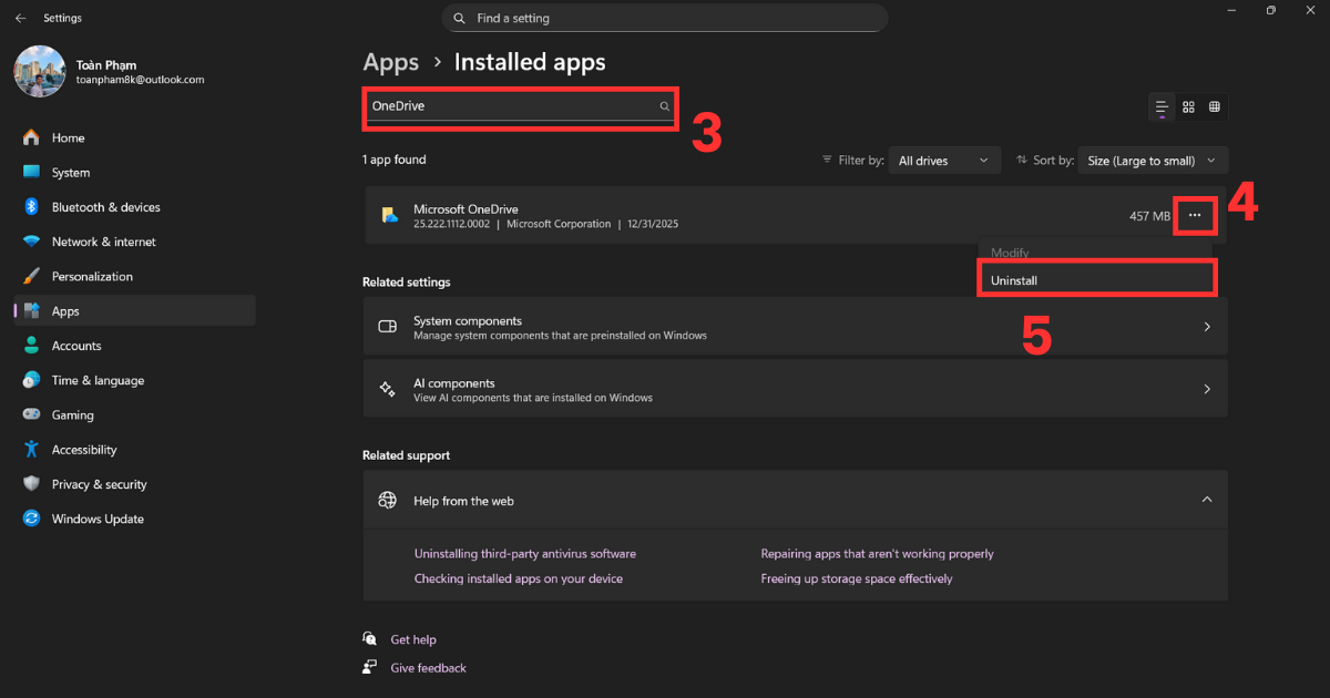 Tắt đồng bộ OneDrive