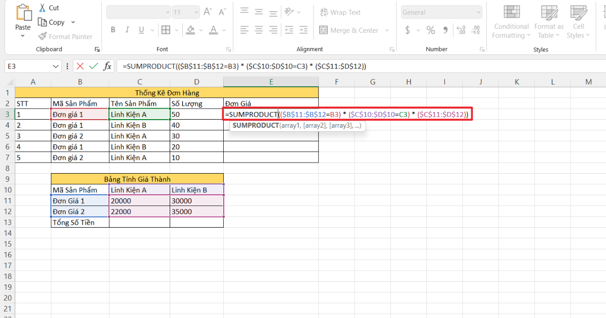 Cách tính đơn giá trong Excel