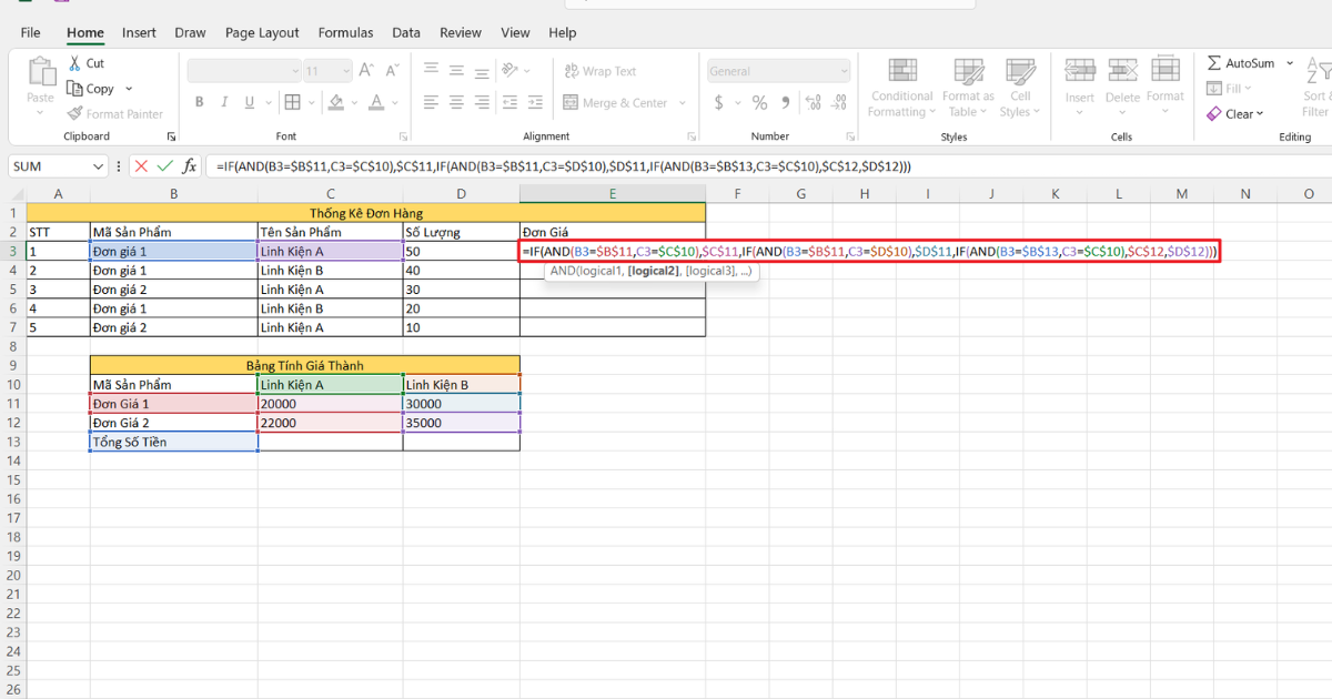 Cách tính đơn giá trong Excel