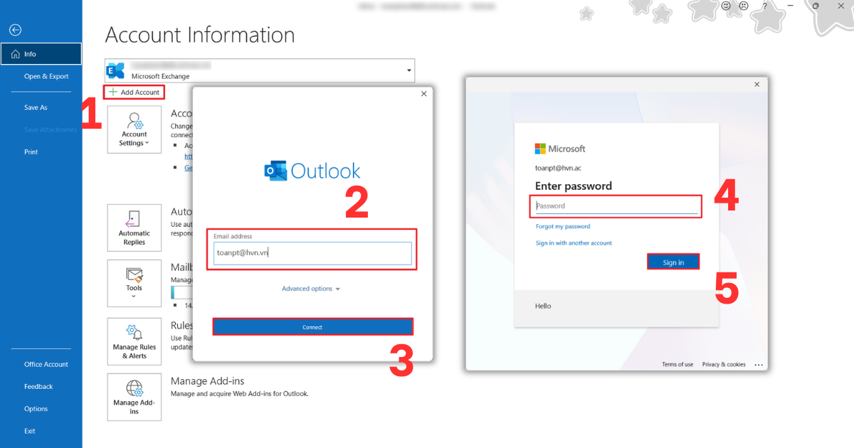 Cách đăng nhập mail công ty trên Outlook