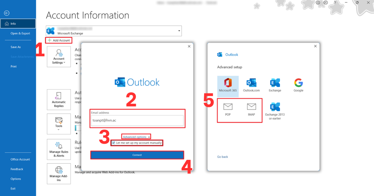 Cách đăng nhập mail công ty trên Outlook