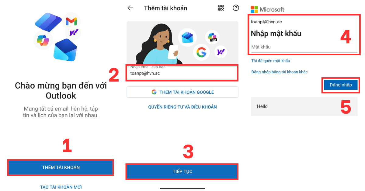 Cách đăng nhập mail công ty trên Outlook