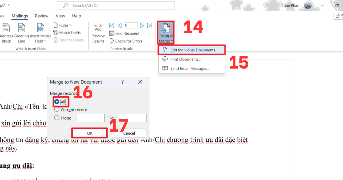 Cách làm mail merge trong word Cách làm mail merge trong word