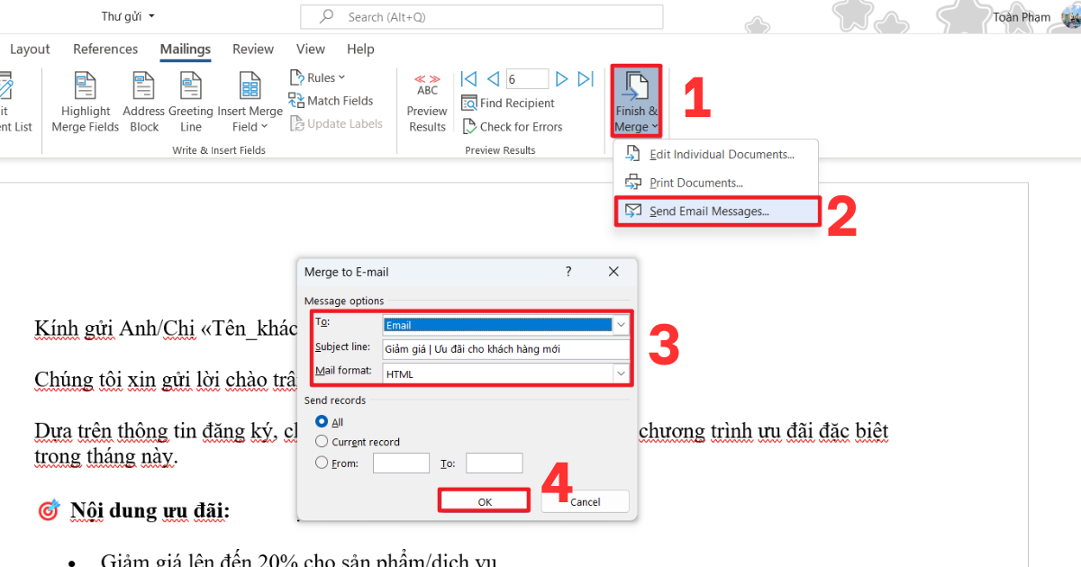 Cách làm mail merge trong word Cách làm mail merge trong word