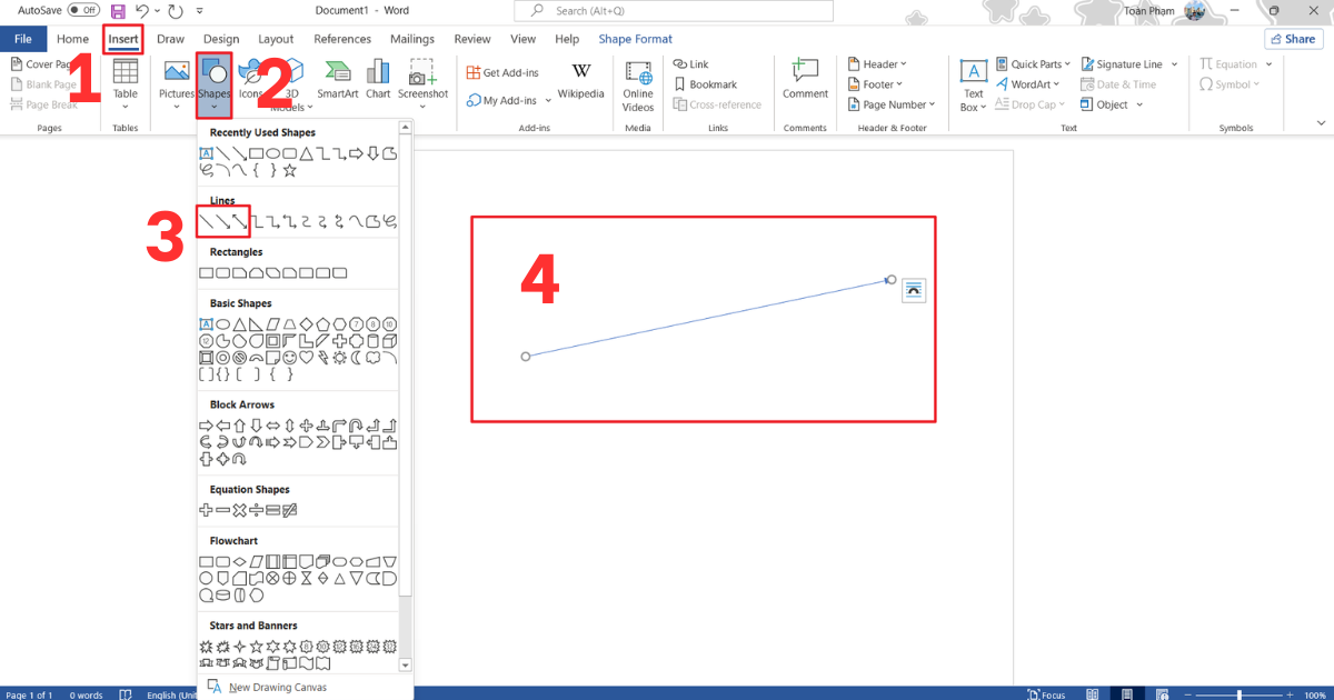 Cách vẽ mũi tên trong Word