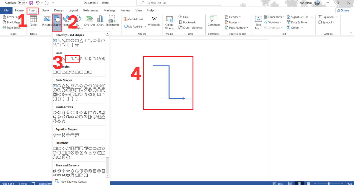 Cách vẽ mũi tên trong Word
