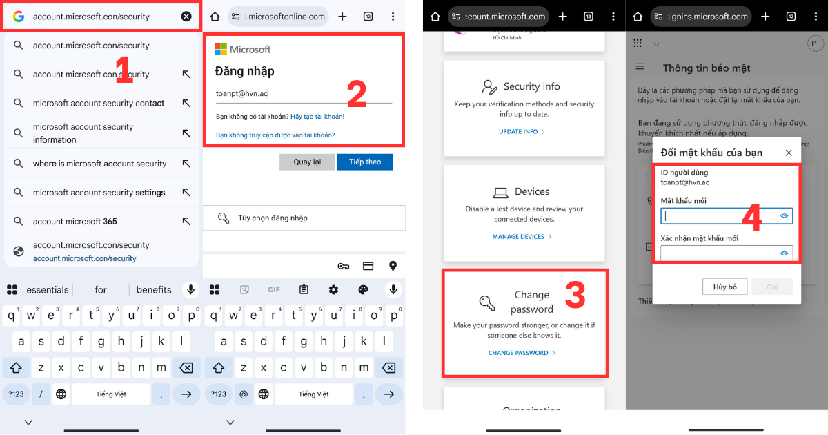 Đổi mật khẩu Gmail trên Outlook