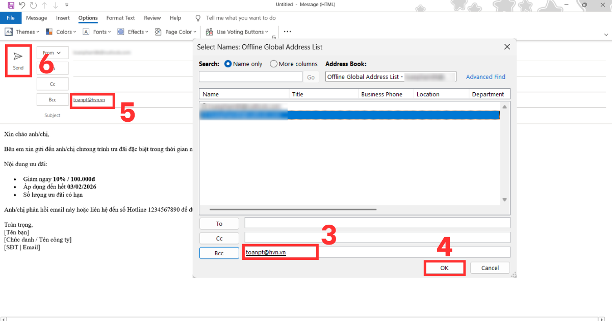 Hướng dẫn gửi mail hàng loạt trong Outlook