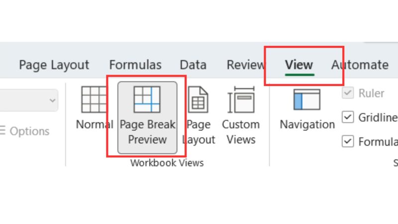 Page Break được đặt sai vị trí