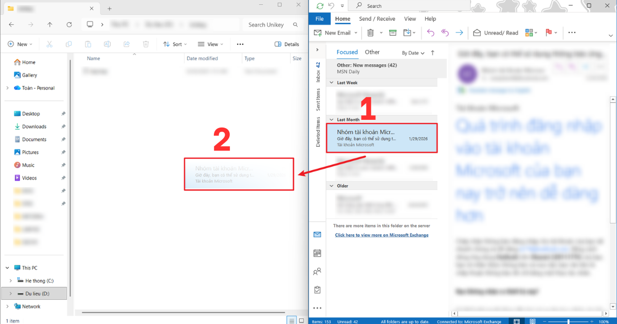 Lưu email Outlook