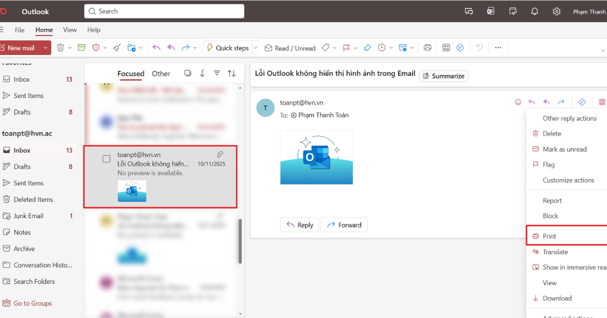 Lưu email Outlook