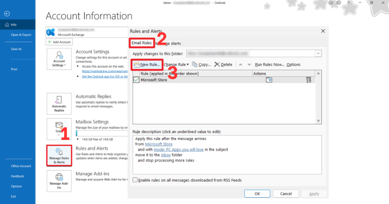 Tạo rule trong Outlook