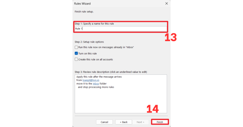 Tạo rule trong Outlook