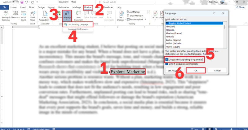 04 Cách bỏ gạch chân xanh trong Word nhanh nhất - MHG