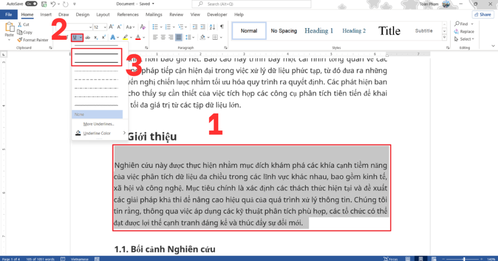 6 Cách gạch chân trong Word & hướng dẫn xóa gạch đỏ triệt để