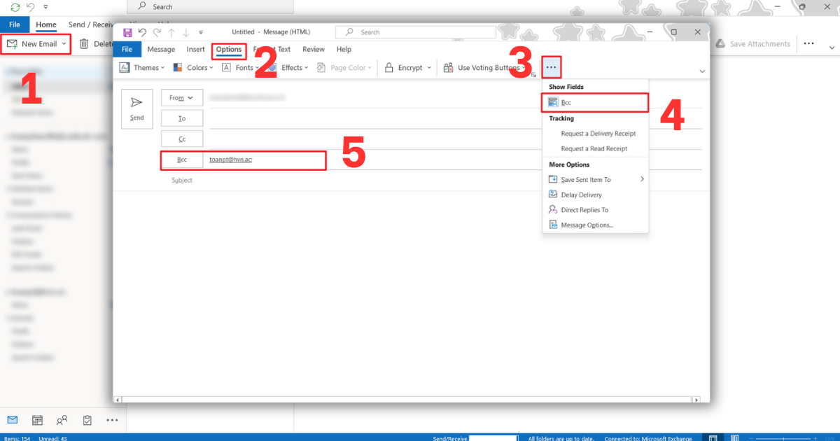 Cách gửi mail bcc trong Outlook