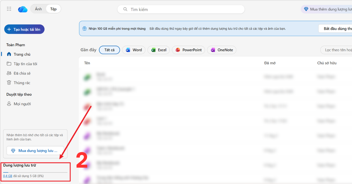 Cách kiểm tra dung lượng onedrive