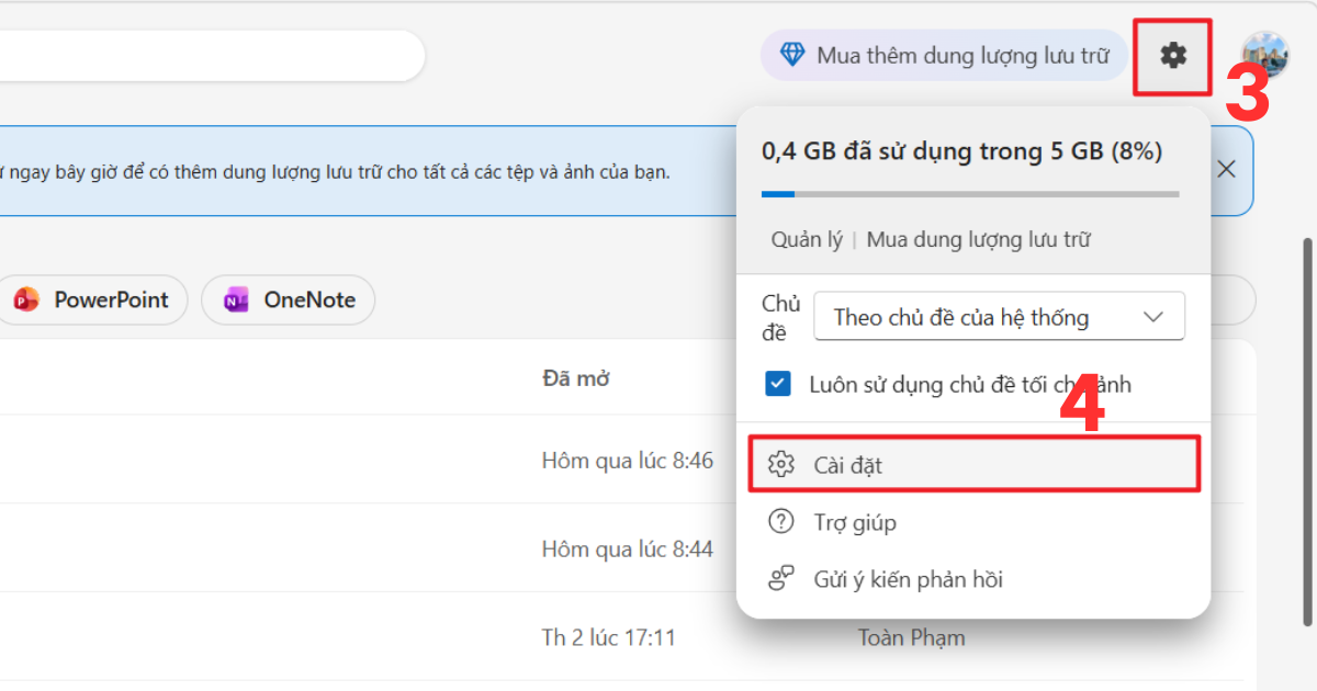 Cách kiểm tra dung lượng onedrive